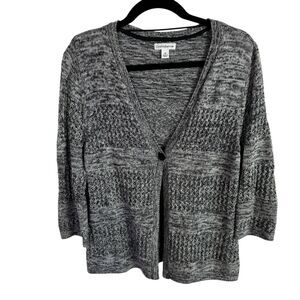 Croft & Barrow Women's cardigan Sweater Size Medium Black/White/Gray One Button